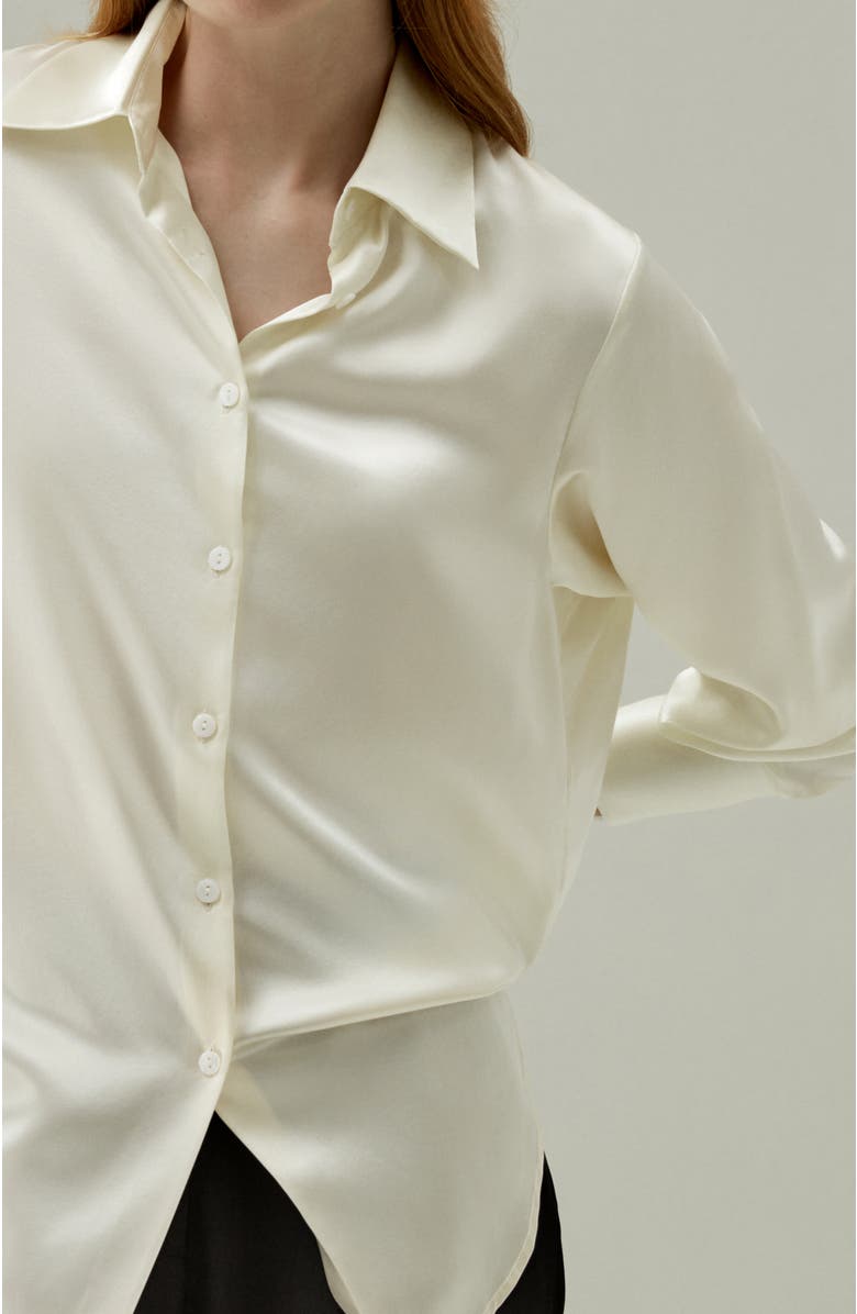 Lilysilk Oversize Style Silk Blouse, Alternate, color, Lily White