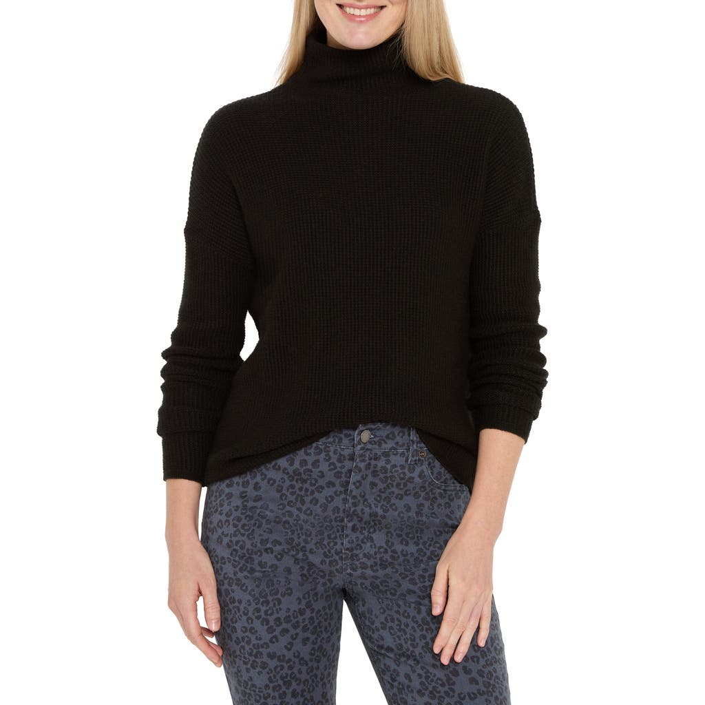 Nic + Zoe Nic+zoe Waffle Stitch Tuck Sweater In Black