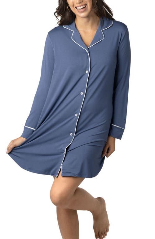 Kindred Bravely Clea Long Sleeve Sleep Shirt In Blue