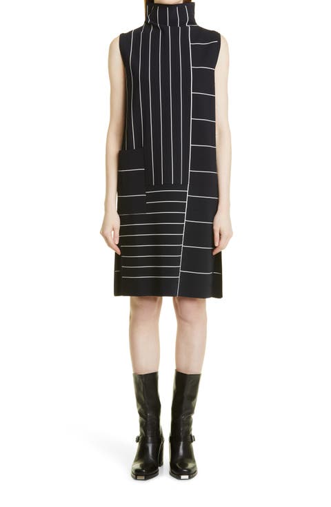 Serio Sleeveless Stripe Funnel Neck Dress