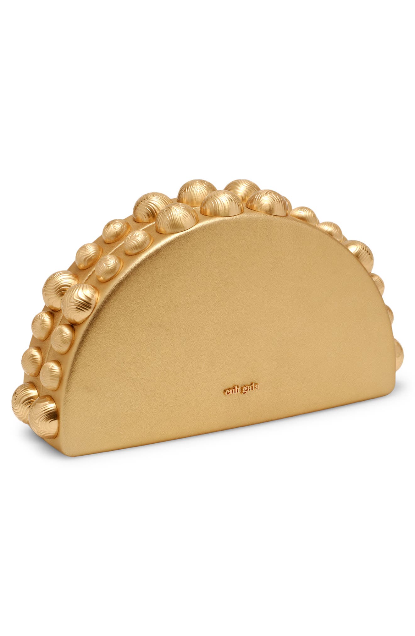 Gili Leather Clutch, Alternate, color, BRASS