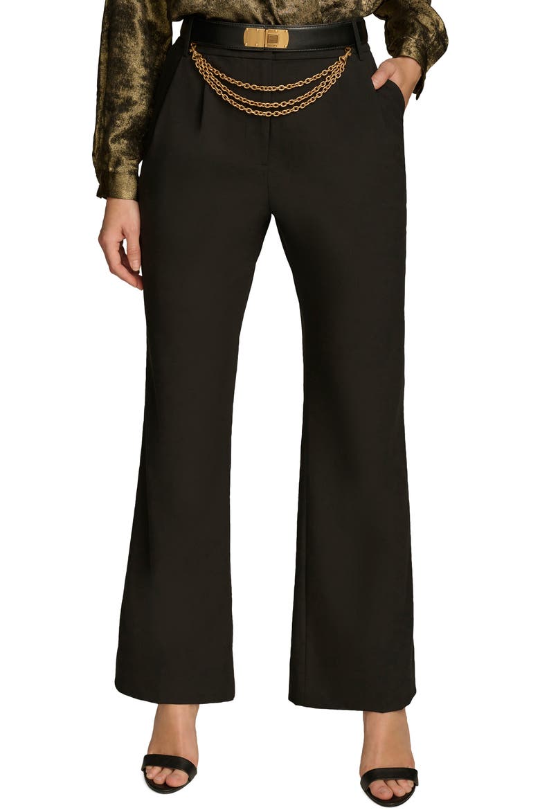 Chain Belt Wide Leg Pants, Main, color, BLACK
