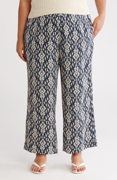 Print Wide Leg Pants (Plus)