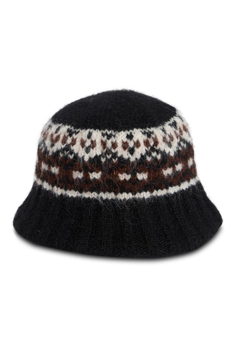 Brushed Fair Isle Knit Cloche, Alternate, color, BLACK