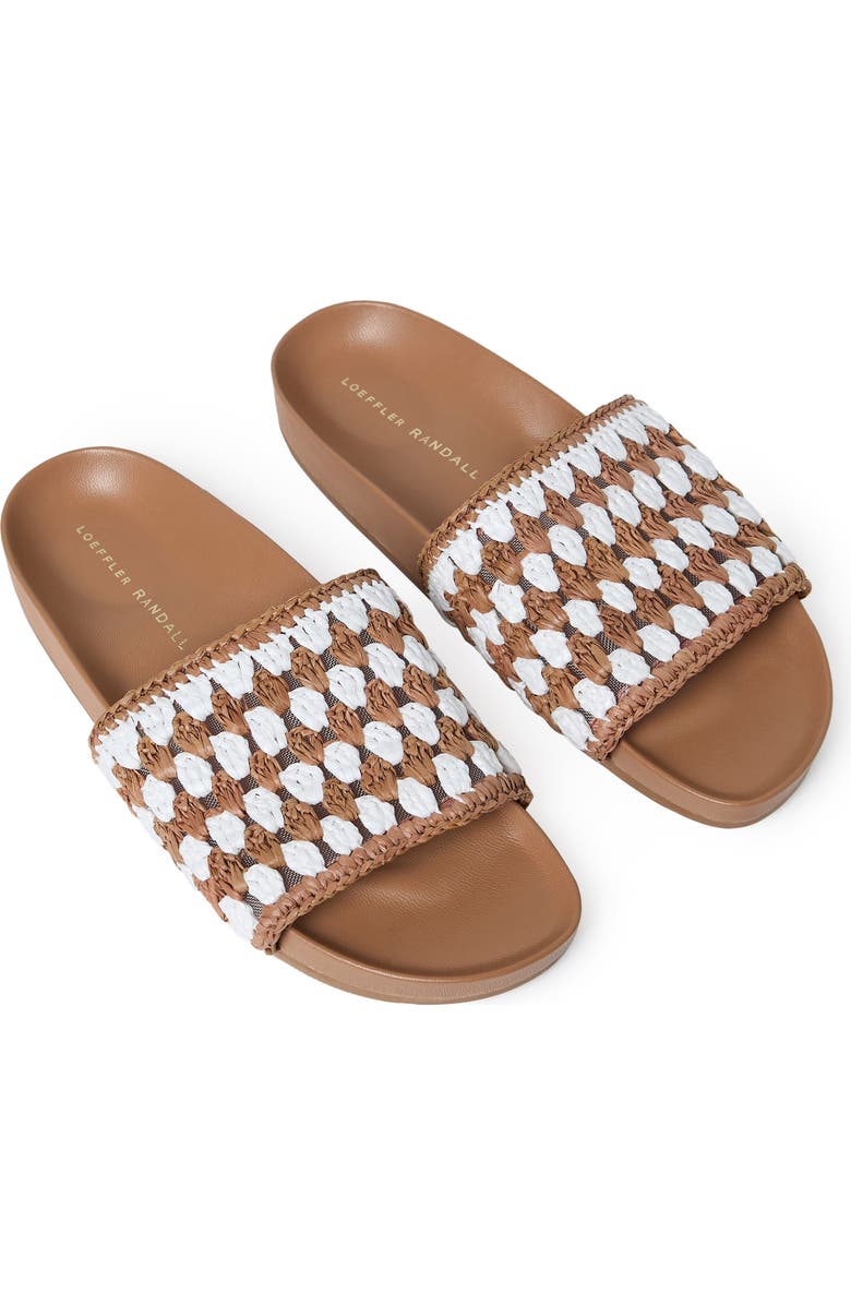 Loeffler Randall Henri Crochet Raffia Slide Sandal, Alternate, color, Cream-Brown Cream