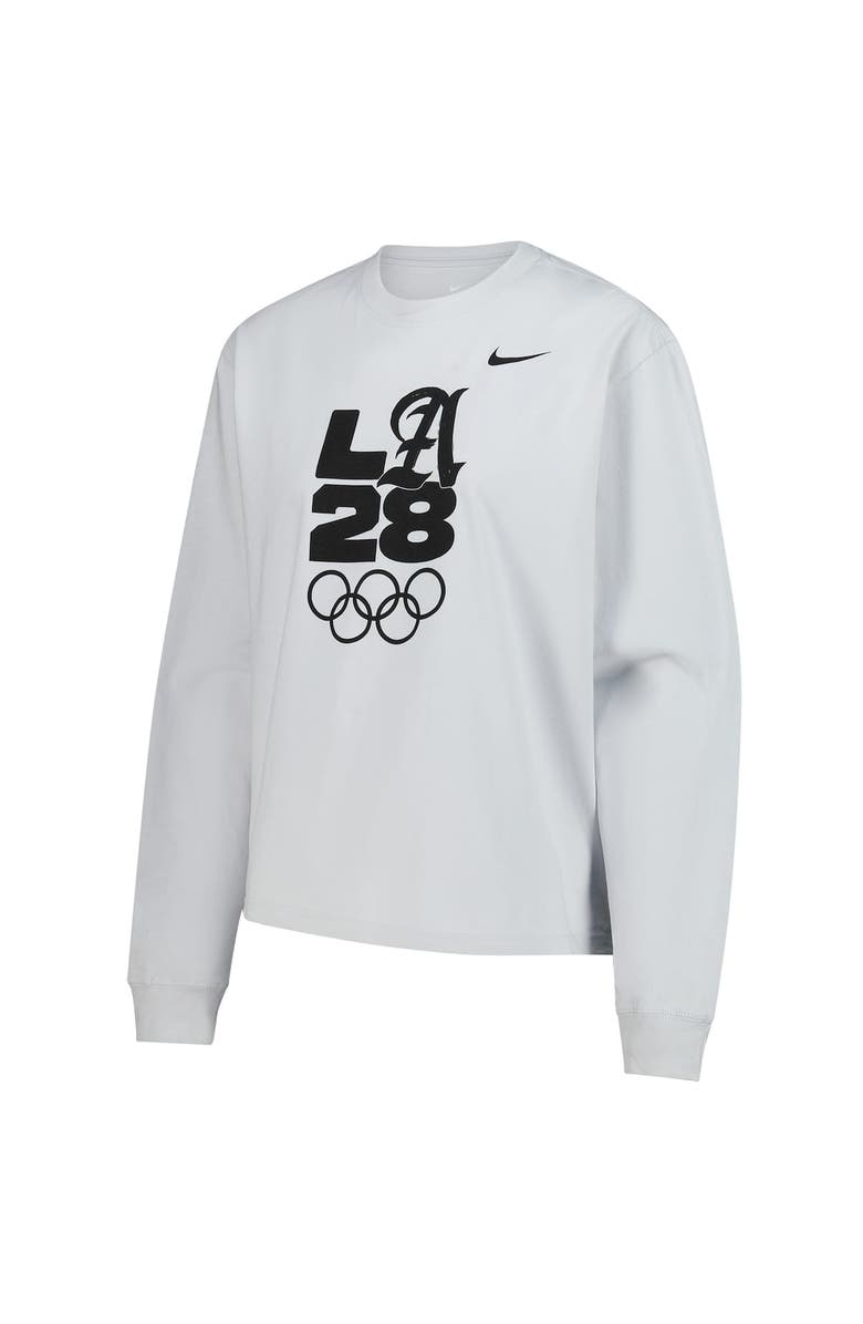 Nike Women's Nike  Gray LA28 Summer Olympics Boxy Long Sleeve T-Shirt, Alternate, color, Gray