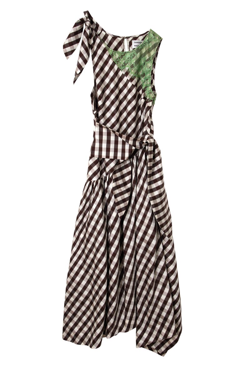 Gisele Lace Detail Check Dress, Alternate, color, CHOCOLATE