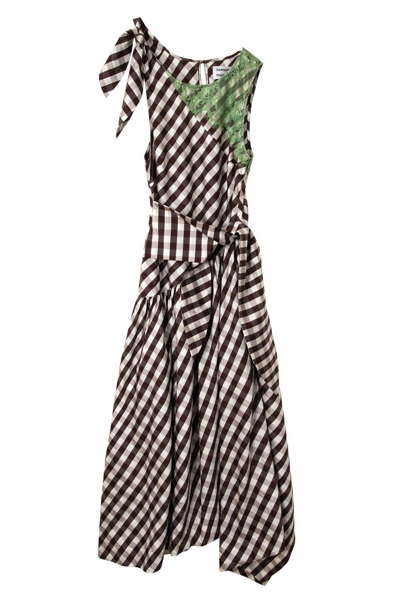 Damson Madder Gisele Lace Detail Check Dress, Alternate, color, Chocolate