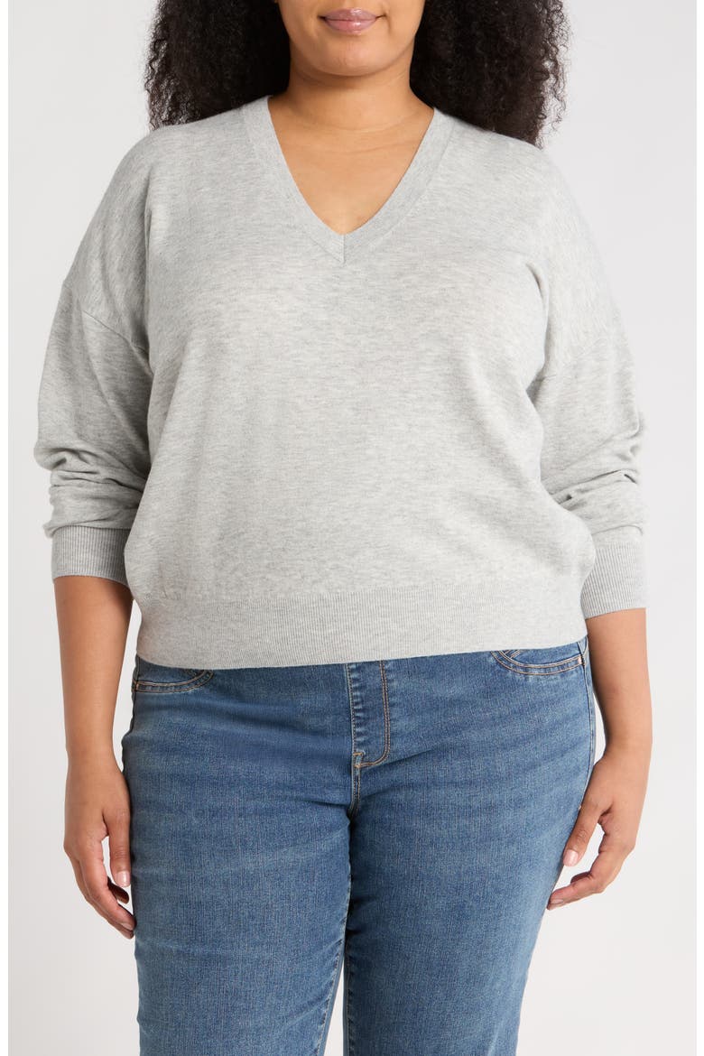 V-Neck Pullover Sweater, Main, color, GREY HEATHER