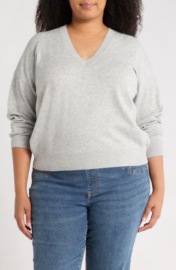 Nordstrom Rack V-neck Pullover Sweater In Gray