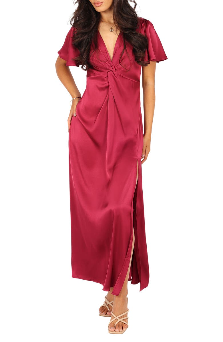 Petal & Pup Hathaway Gathered Satin Dress, Main, color, 