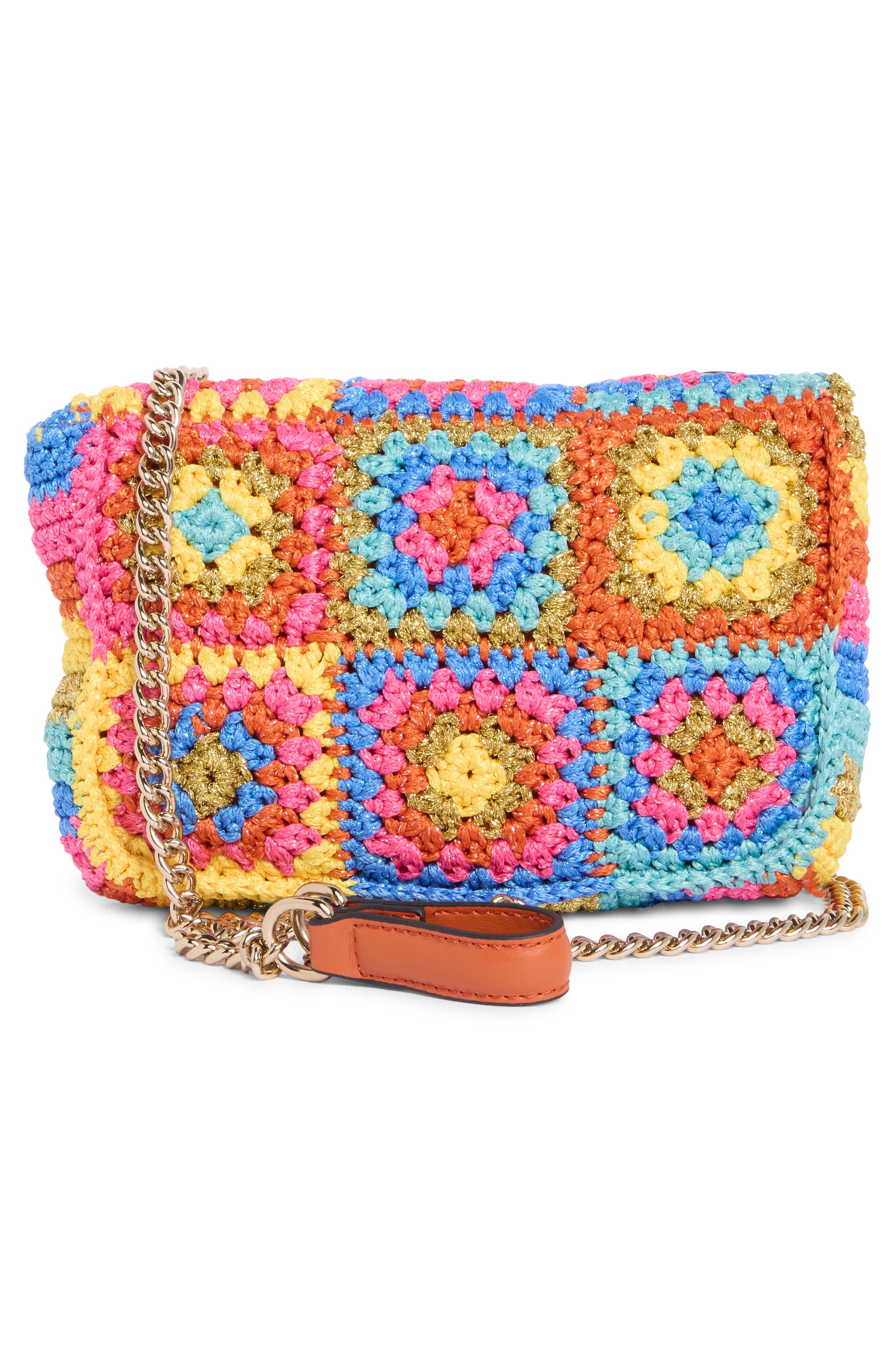 Kurt Geiger London Medium Kensington Crochet Crossbody Bag, Alternate, color, Aqua Multi