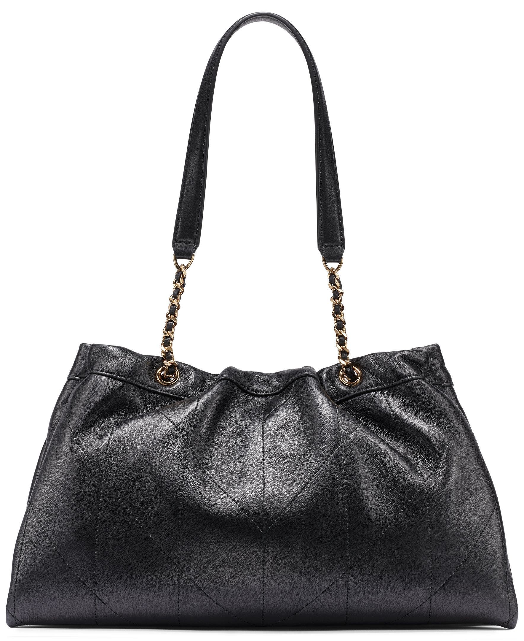 KARL LAGERFELD PARIS Amandine Leather  Shoulder, Alternate, color, Black/Gold