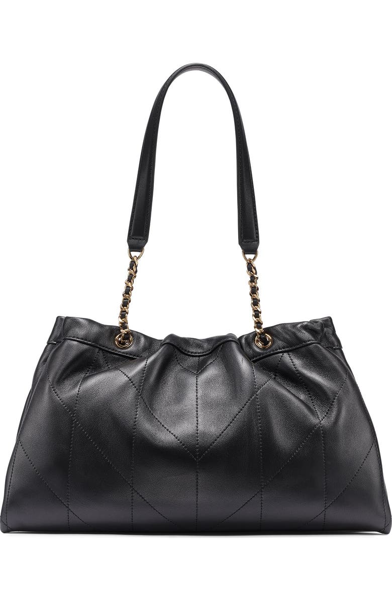 KARL LAGERFELD PARIS Amandine Leather Shoulder, Alternate, color, Black/Gold