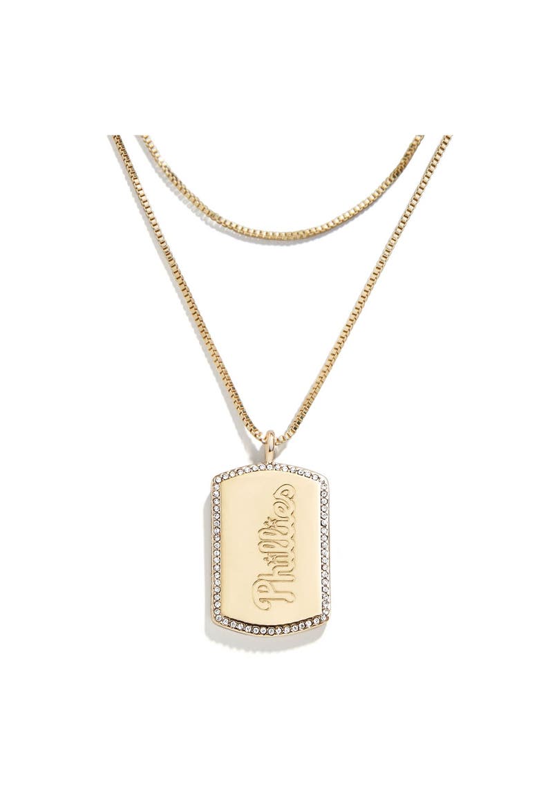 x Baublebar Philadelphia Phillies Dog Tag Necklace, Main, color, Gold