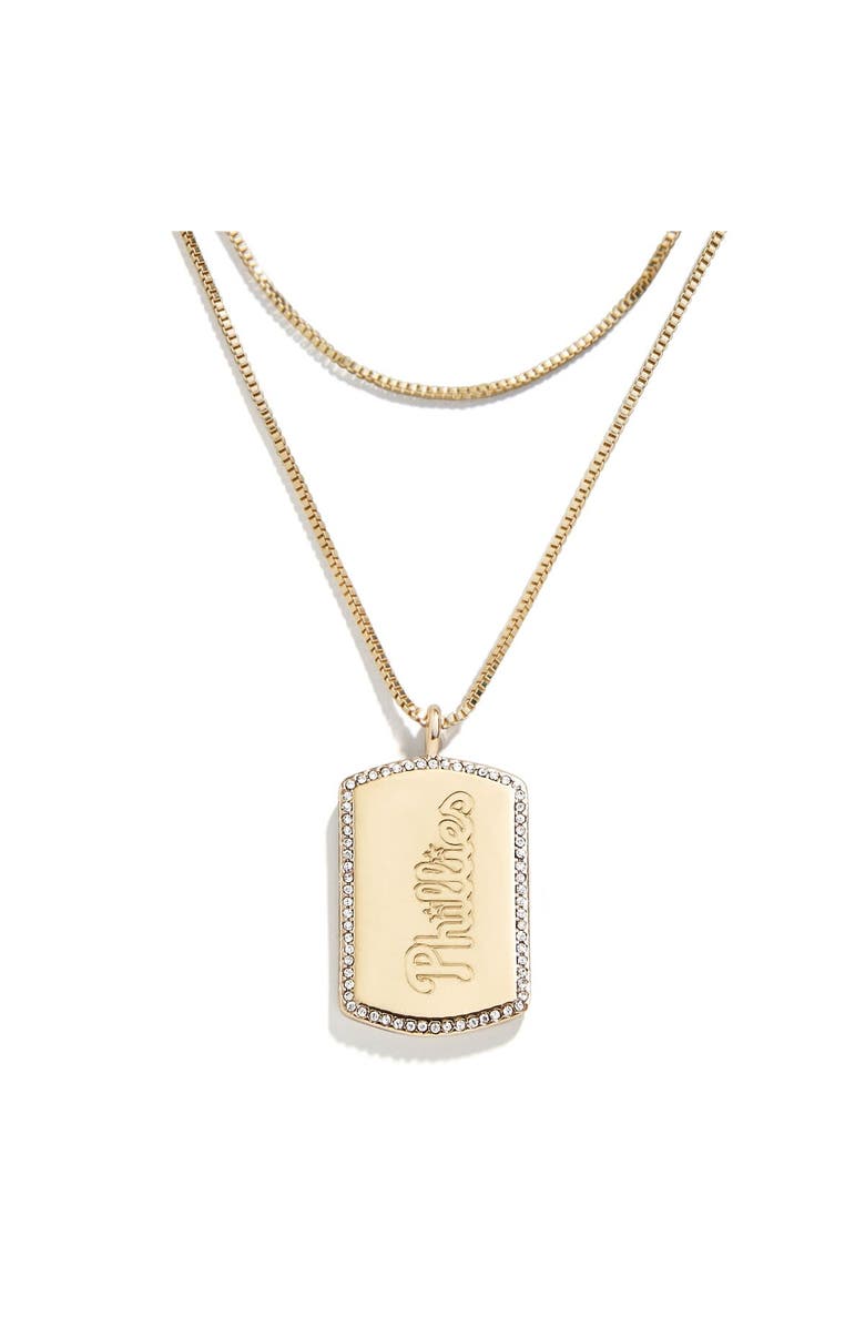 WEAR by Erin Andrews x Baublebar Philadelphia Phillies Dog Tag Necklace, Main, color, 