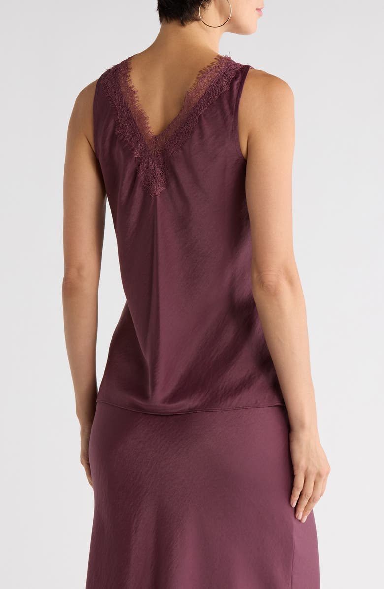 NORDSTROM RACK Lace Trim Satin Tank, Alternate, color, Purple Serum