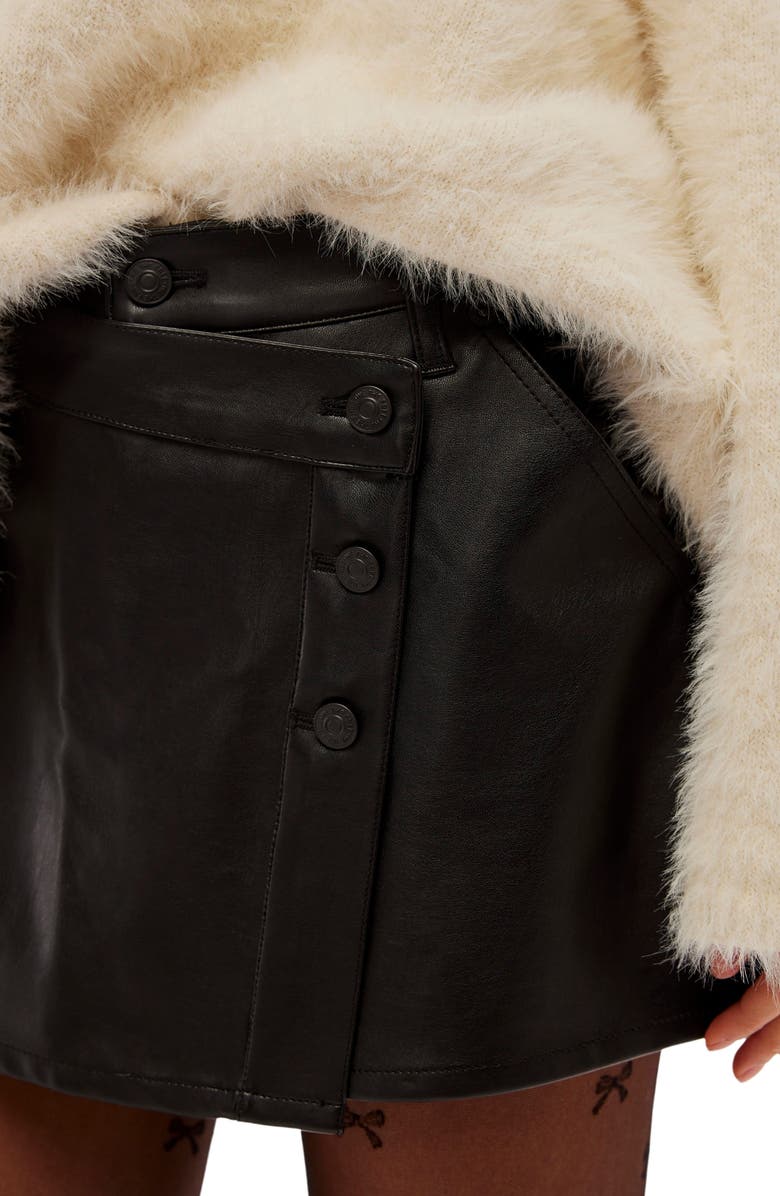 Free People Wynne Faux Leather Asymmetric Miniskirt, Alternate, color, 