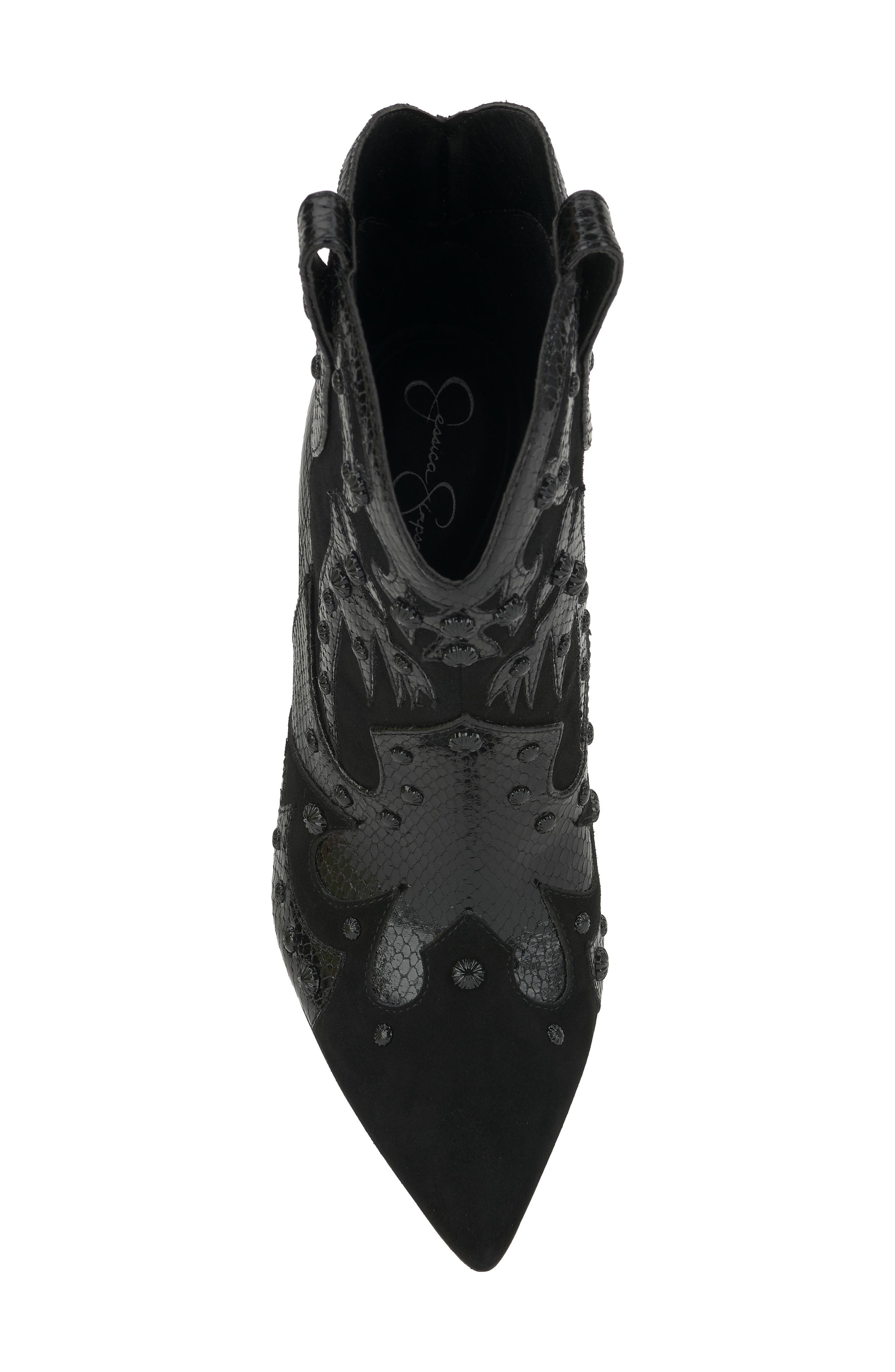 Jessica Simpson Palieve 4 Snakeskin Embossed Bootie, Alternate, color, Black