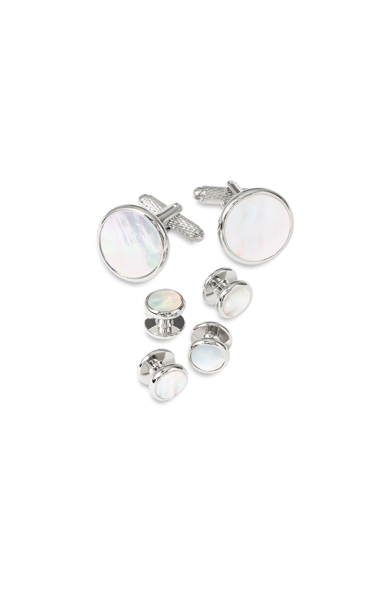Paul Fredrick Mother Of Pearl Stud Set Cufflinks, Main, color, White