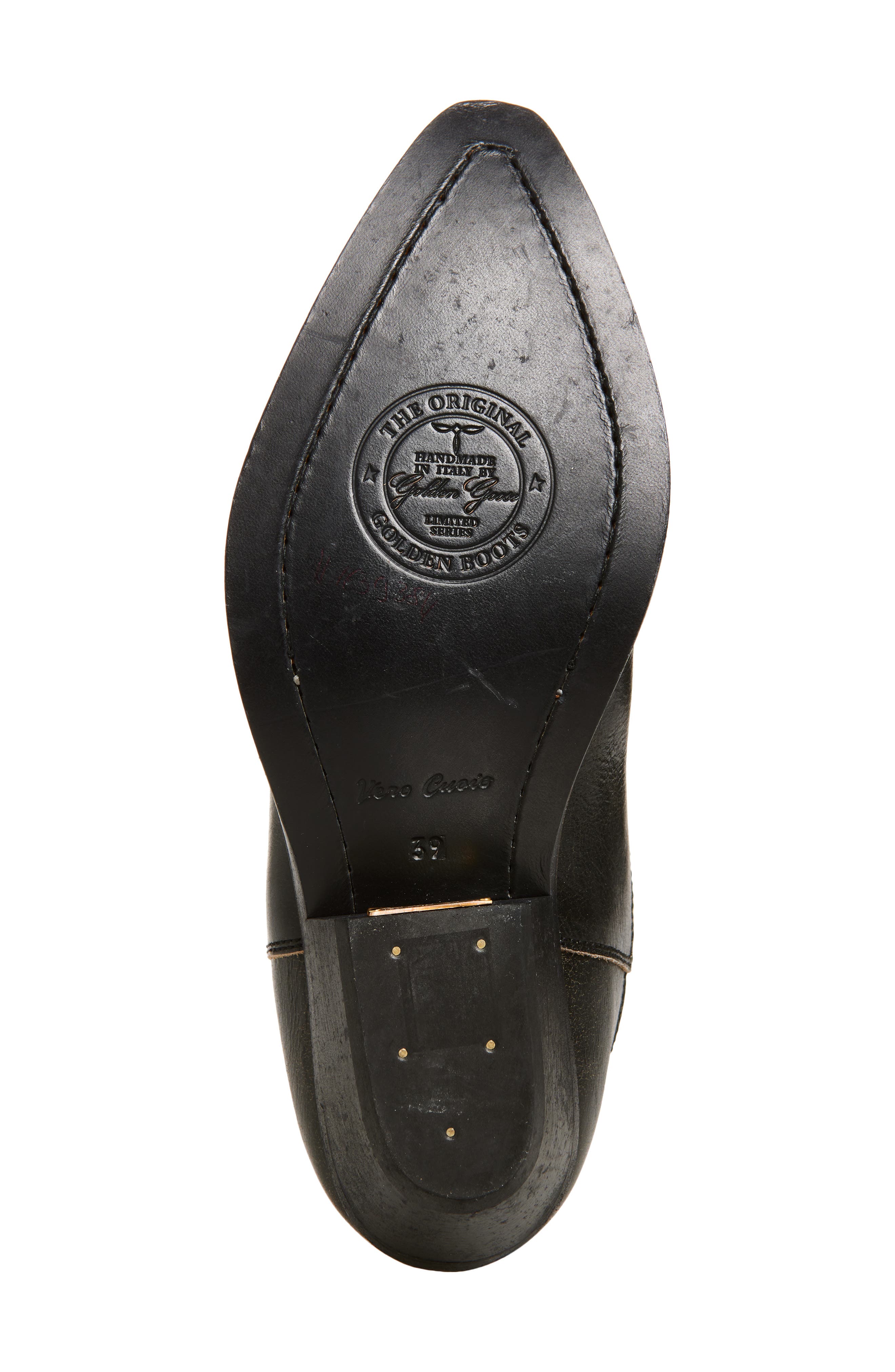 Golden Goose Wish Star Pointed Toe Tall Western Boot, Alternate, color, Black/ Butter