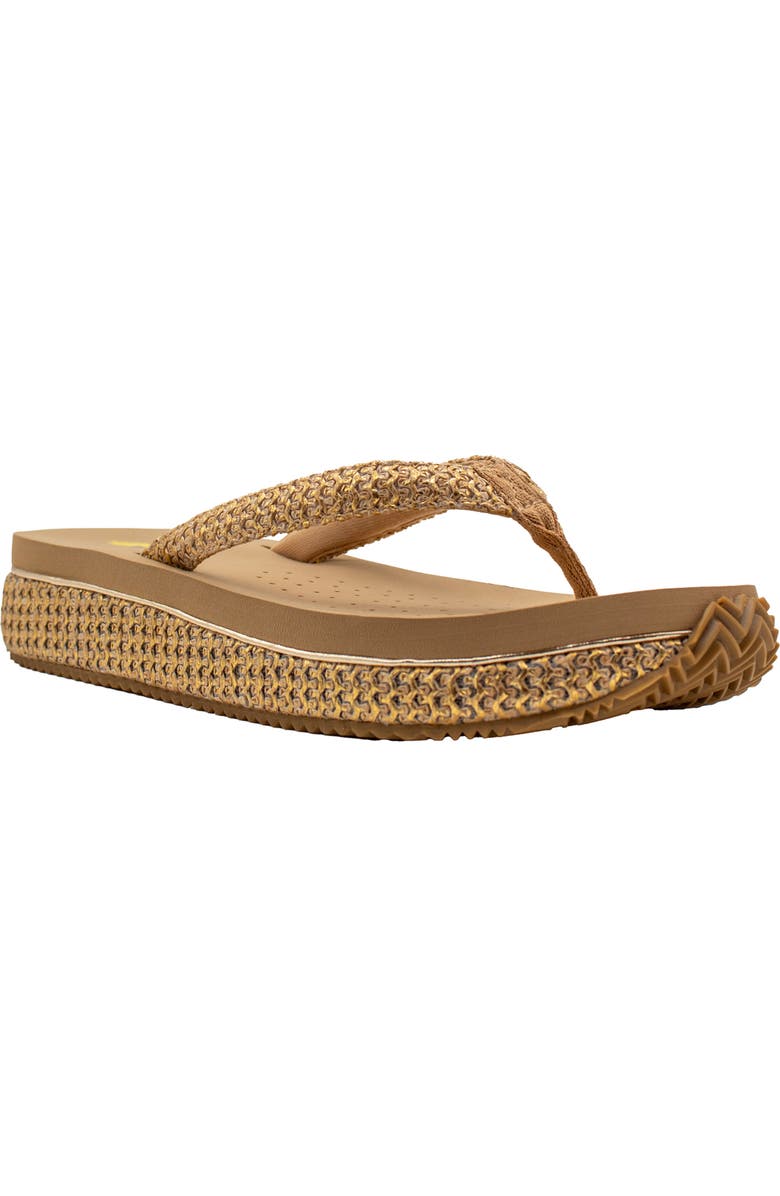Volatile Palau Platform Flip Flop, Main, color, Gold