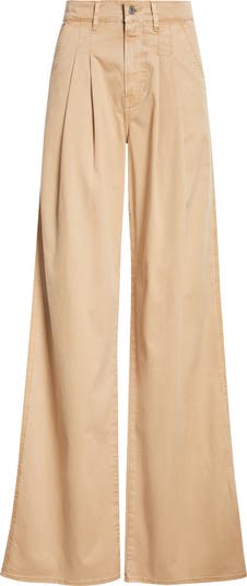 Mia Double Pleat Wide Leg Stretch Cotton Pants