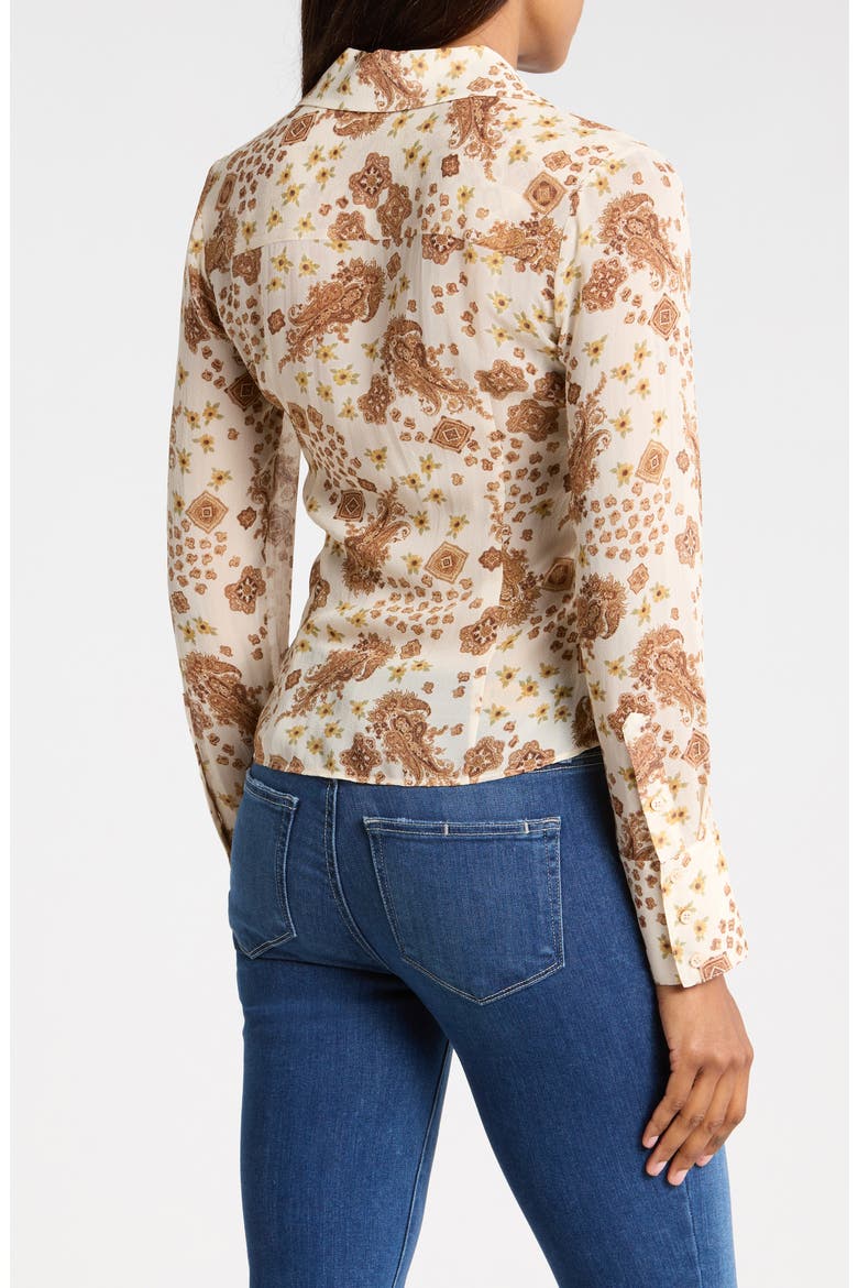 Desano Long Sleeve Silk Button-Up Shirt, Alternate, color, ECRU MULTI