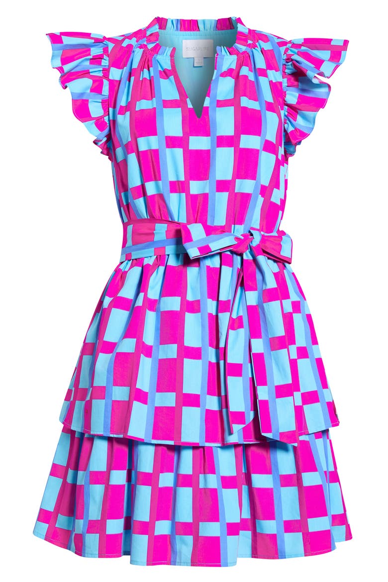 Marvy Checker Emie Ruffle Minidress, Alternate, color, FUCHSIA-BLUE-MULTI