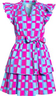 SUGARLIPS Marvy Checker Emie Ruffle Minidress