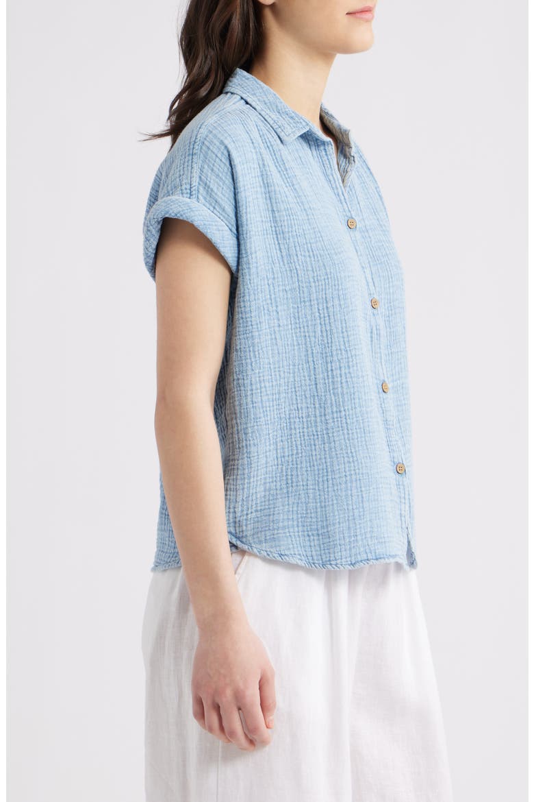 Dana Cotton Button-Up Shirt, Alternate, color, BLUE ACID WASH