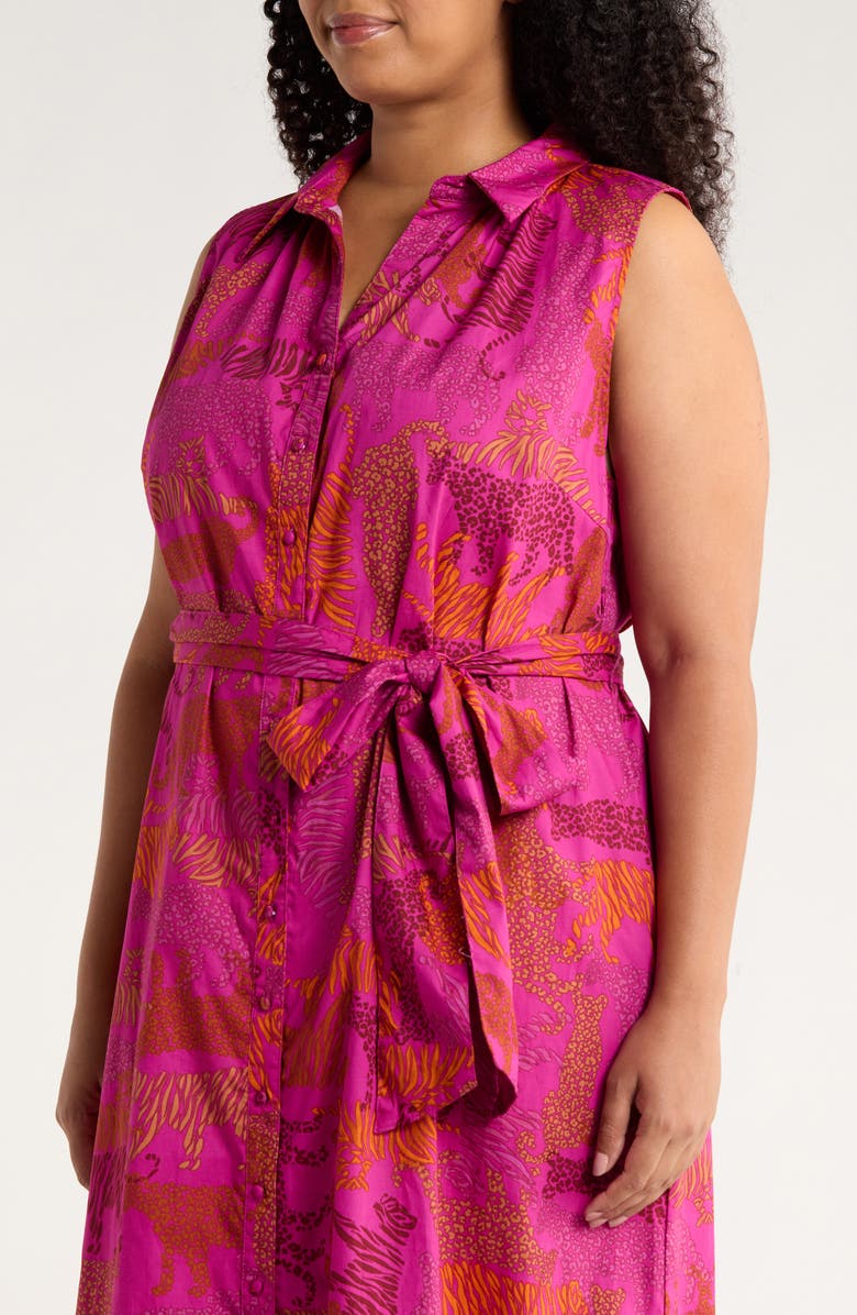 SUGARLIPS In the Jungle Cileah Cotton Maxi Shirtdress, Alternate, color, Magenta