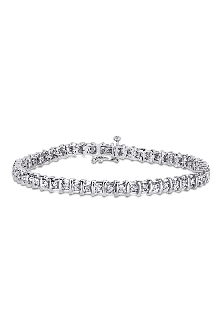 Sterling Silver Diamond Tennis Bracelet - 0.95 ct., Main, color, SILVER