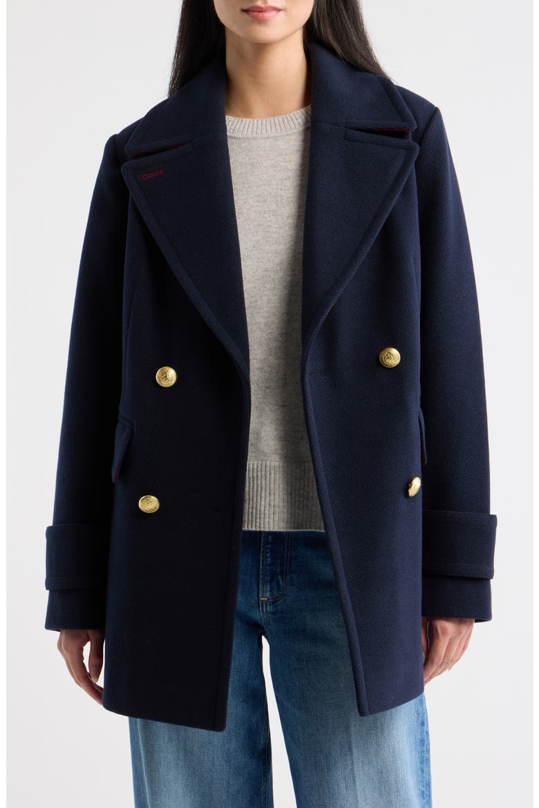 Twill Peacoat, Alternate, color, NAVY
