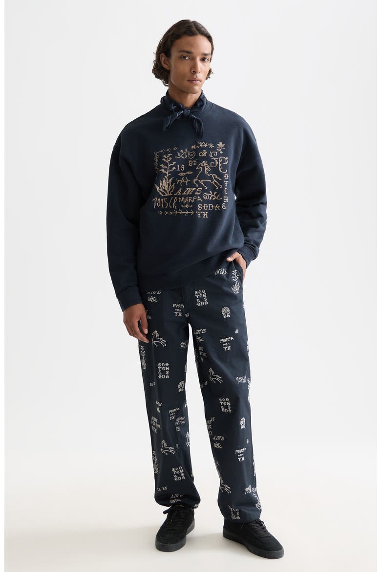 Cross-Stitched Artwork Cotton Sweatshirt, Alternate, color, CARBON