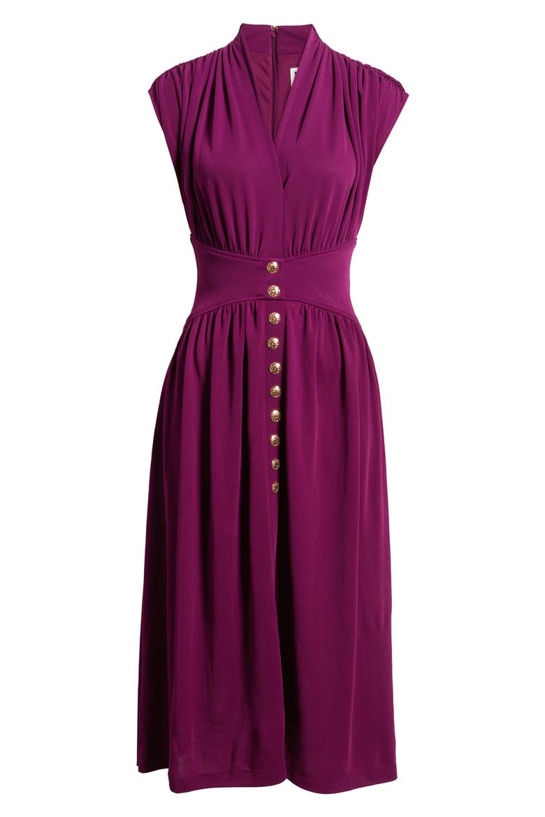 V-Neck Midi Dress, Alternate, color, BEET