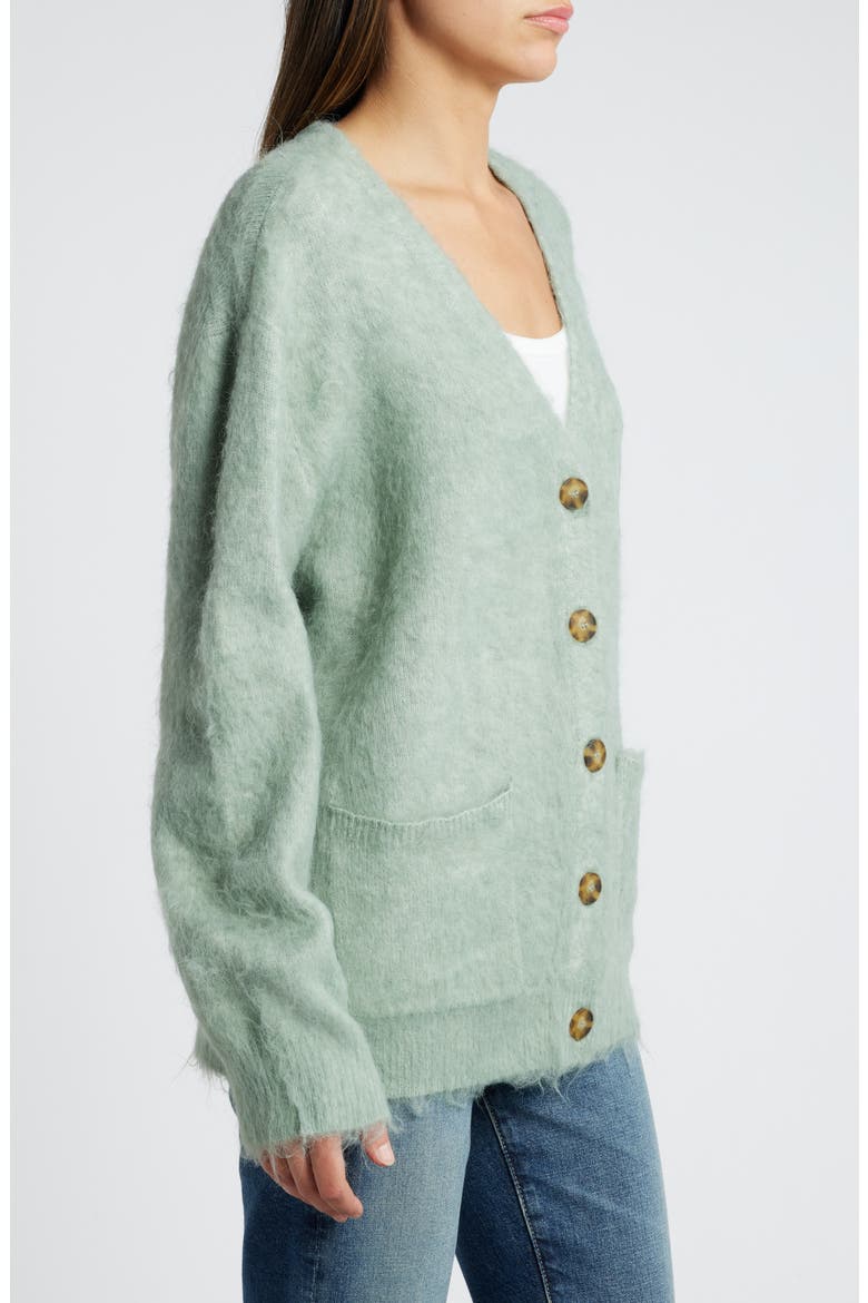 Fuzzy Oversize Cardigan, Alternate, color, GREEN SHORE