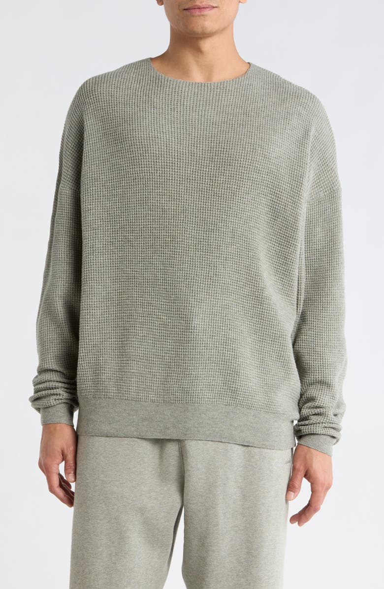 Fear of God Essentials Signature '90s Waffle Knit Sweatshirt, Main, color, Concrete Heather