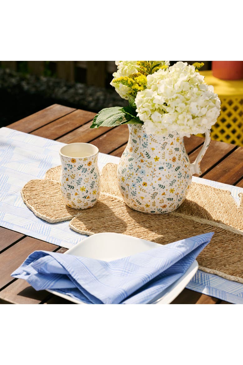 Tula Floral Ceramic Pitcher, Alternate, color, Beige