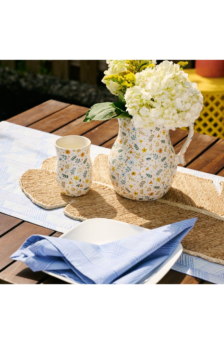 Ten Thousand Villages Tula Floral Ceramic Pitcher, Alternate, color, Beige