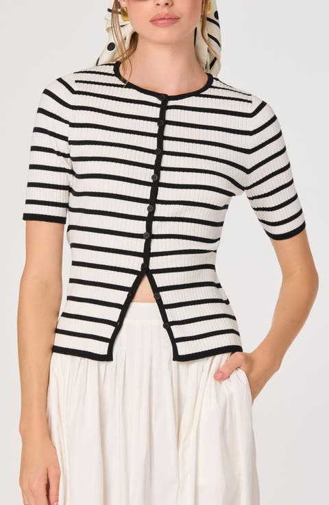 Henrie Stripe Button-Up Sweater