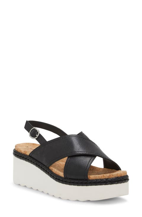 サンダル・ミュール ELLEME Women Sandals LOOP PLATFORM SLINGBACK LEATHER BLACK b Loop Flat Sandal Suede Cognac – Elleme