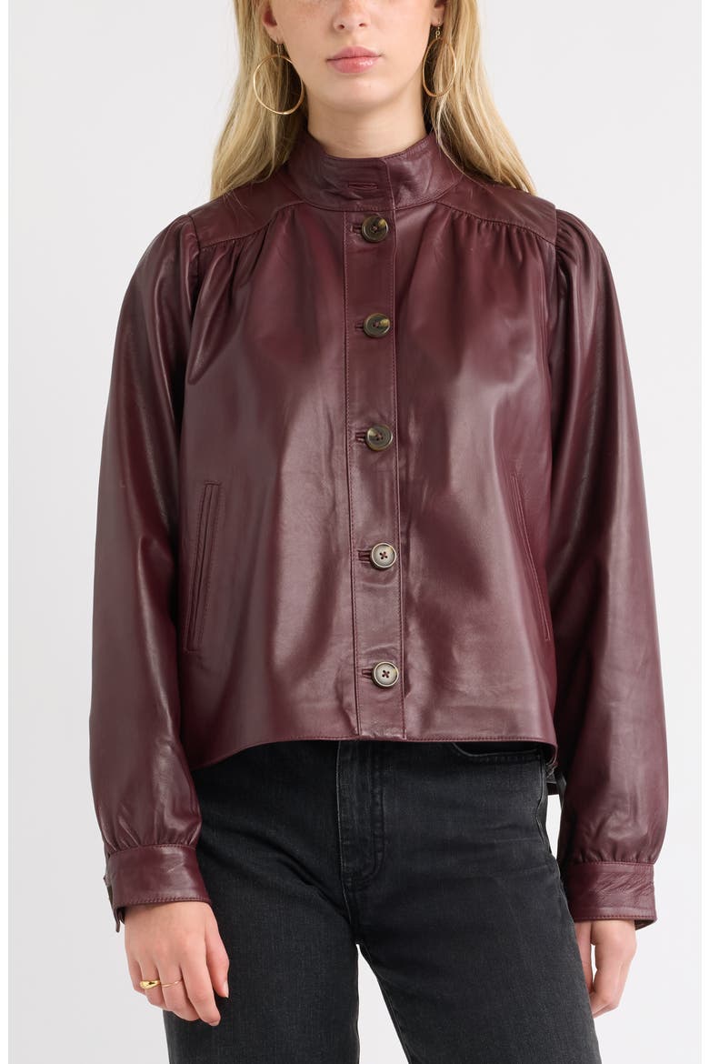 Leather Swing Jacket, Alternate, color, BURGUNDY ROYALE