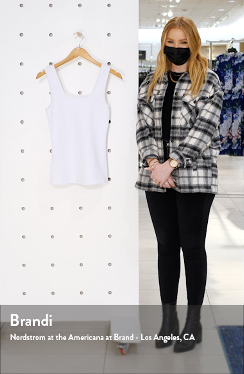 Live In Square Neck Rib Stretch Recycled Polyester Tank, sales video thumbnail