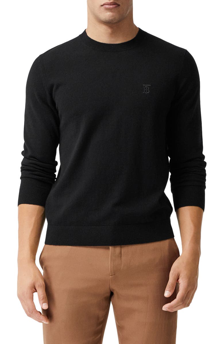 Burberry Bancroft TB Monogram Embroidered Cashmere Sweater, Main, color, 