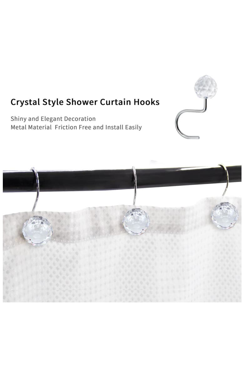 12-Piece Decorative Shower Curtain Rings Set, Alternate, color, CRYSTAL 2