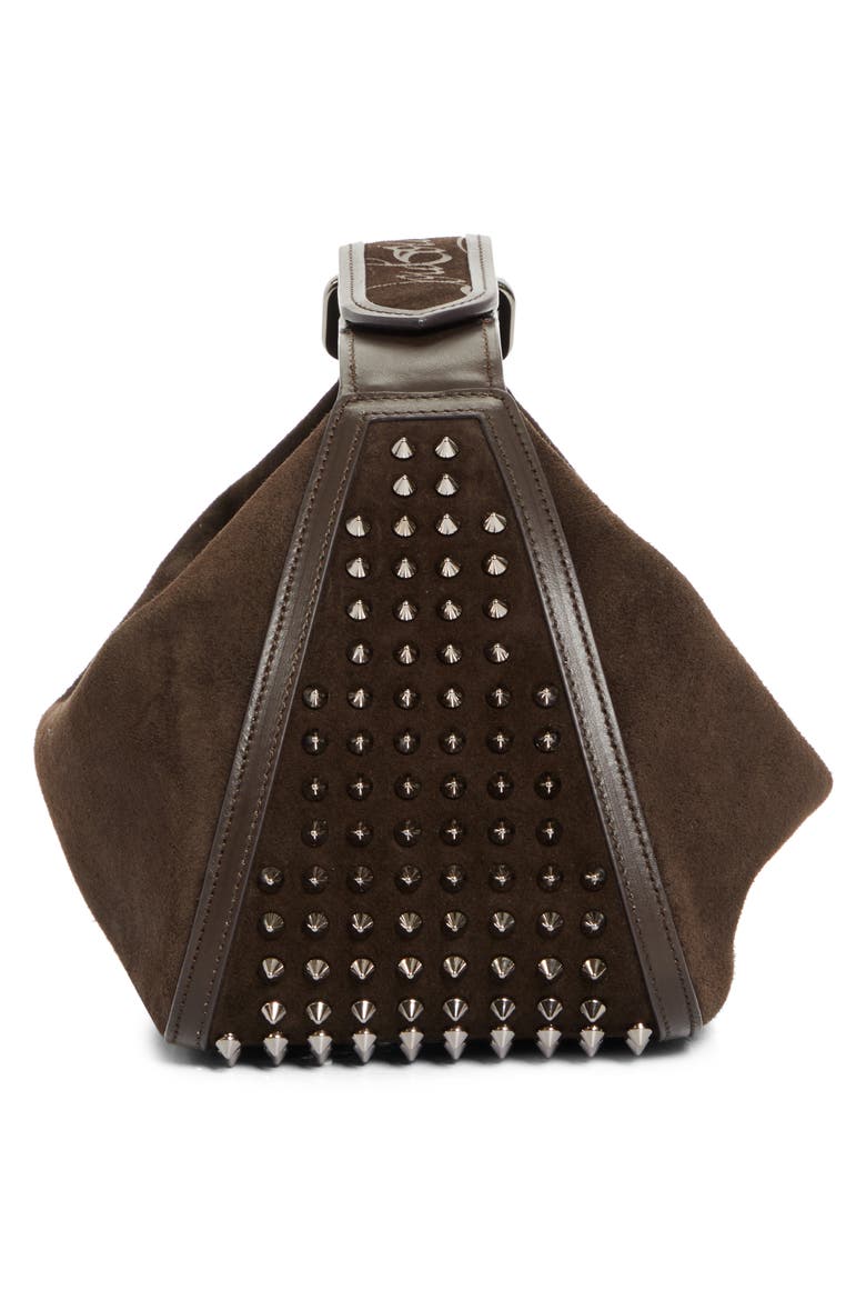Funky Crosta Spikes Suede Dopp Kit, Alternate, color, CAFE/ GUN METAL