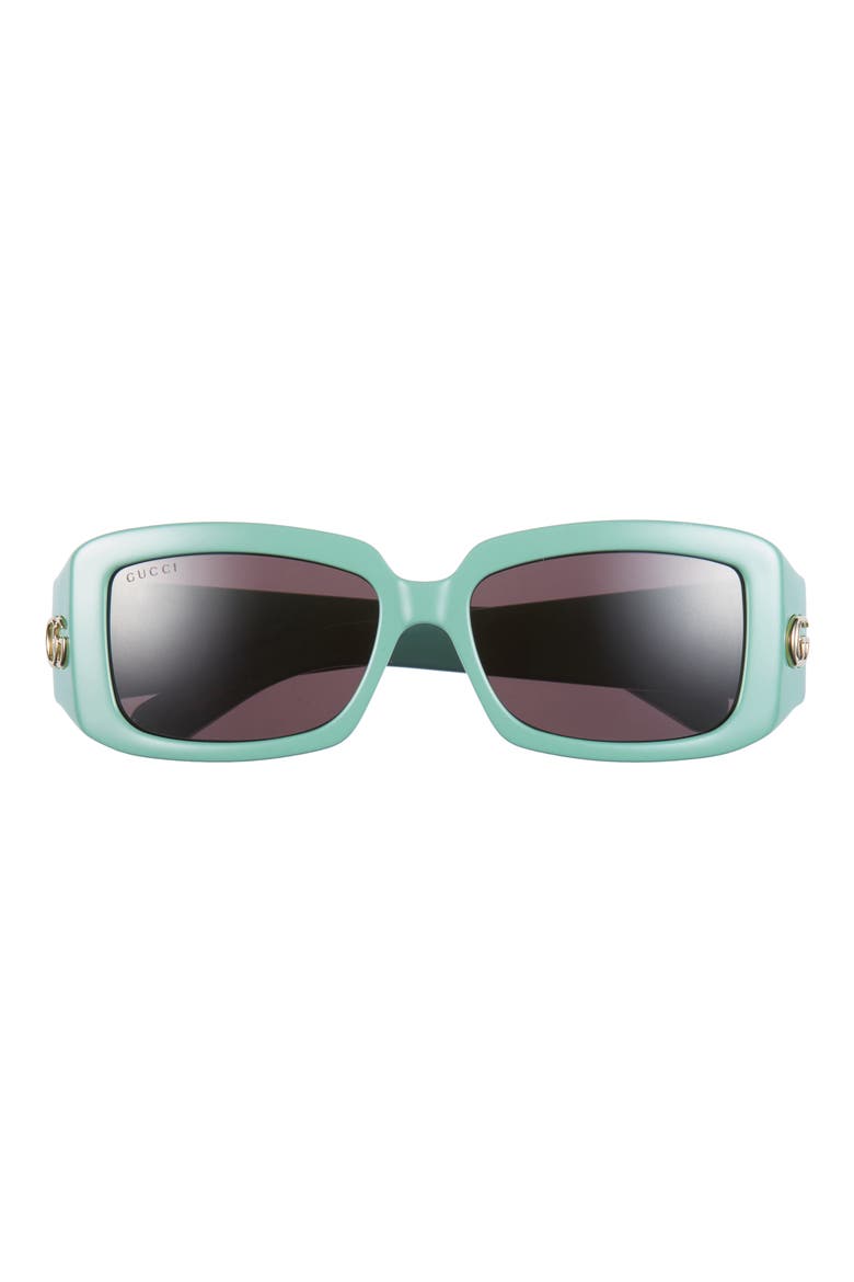 54mm Rectangle Sunglasses, Main, color, GREEN GREEN GREY