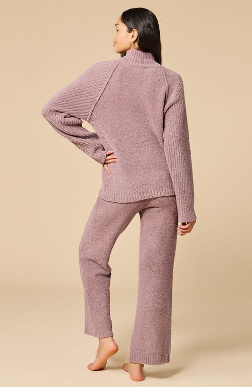 Softies Solid Marshmallow Rib Mock Neck With Long Pant In Pink