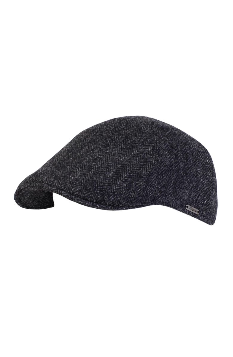 Wigens Men's Herringbone Shetland Pub Cap with Curved Peak, Main, color, Dark Gray